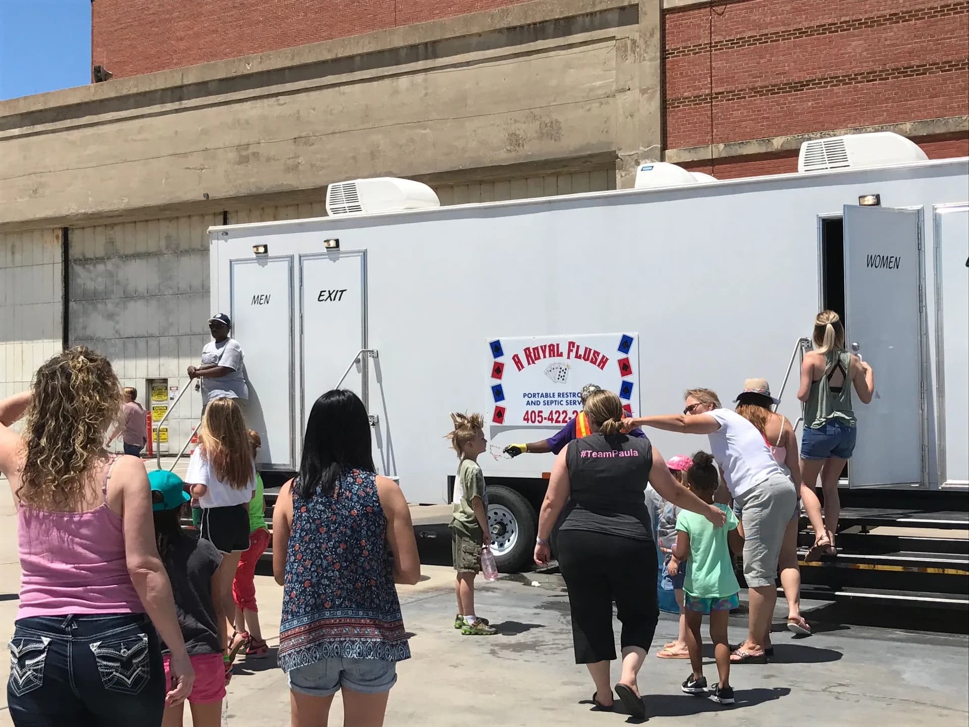 Event guests at a VIP restroom trailer